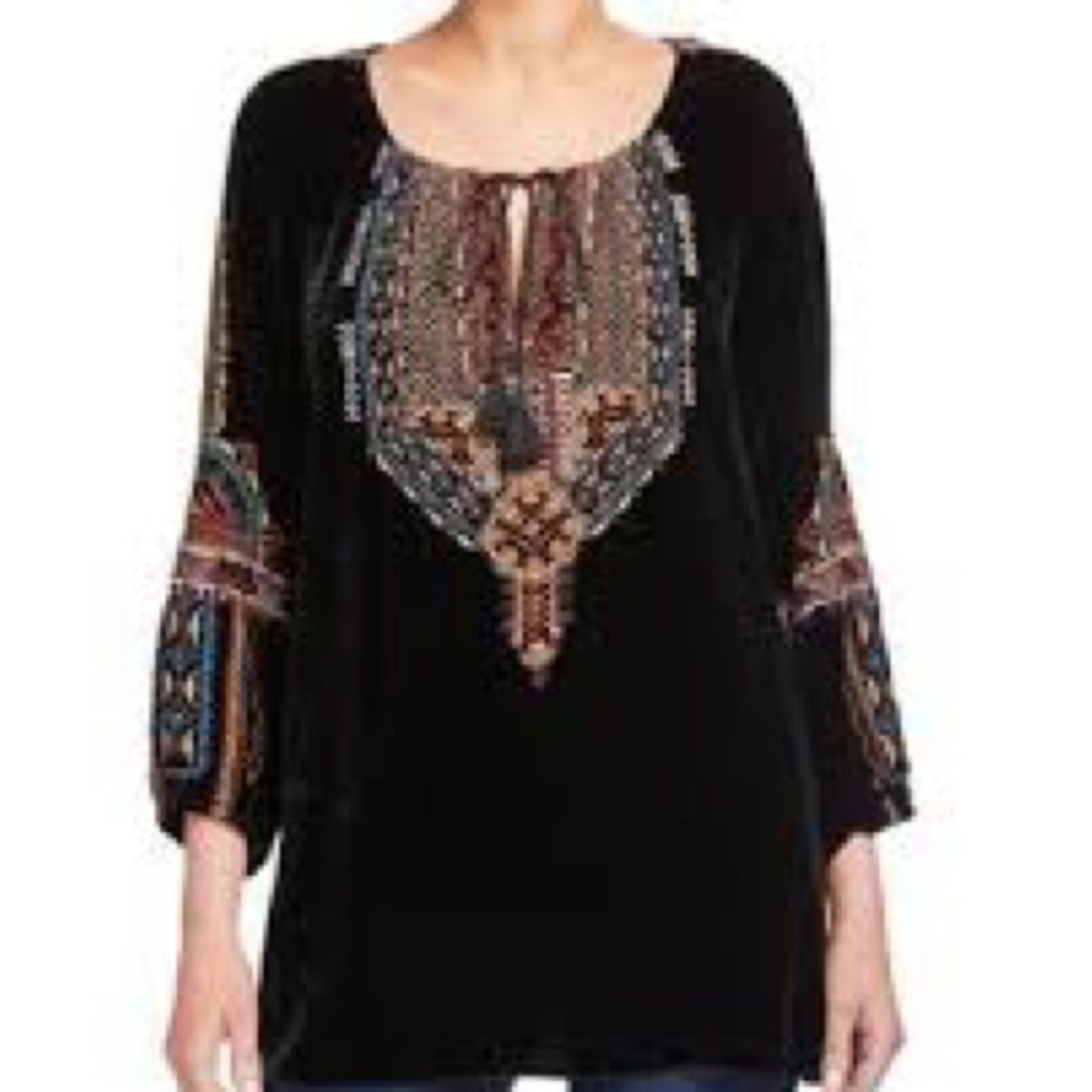 Johnny Was Naomi velvet peasant blouse
